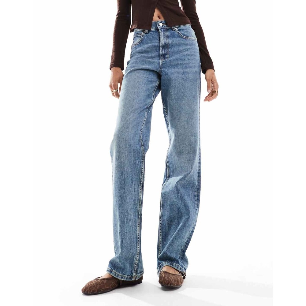 ASOS DESIGN Jeans Womens 25x36 Tall Light Blue Mid‎ Rise 90s Straight Denim Long